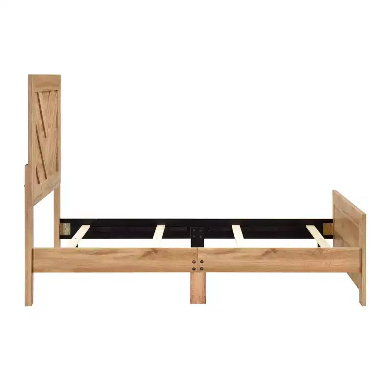 GDFStudio Hudson - Cadre de lit à panneaux en bois rustique avec tête et pied de lit à motif chevron