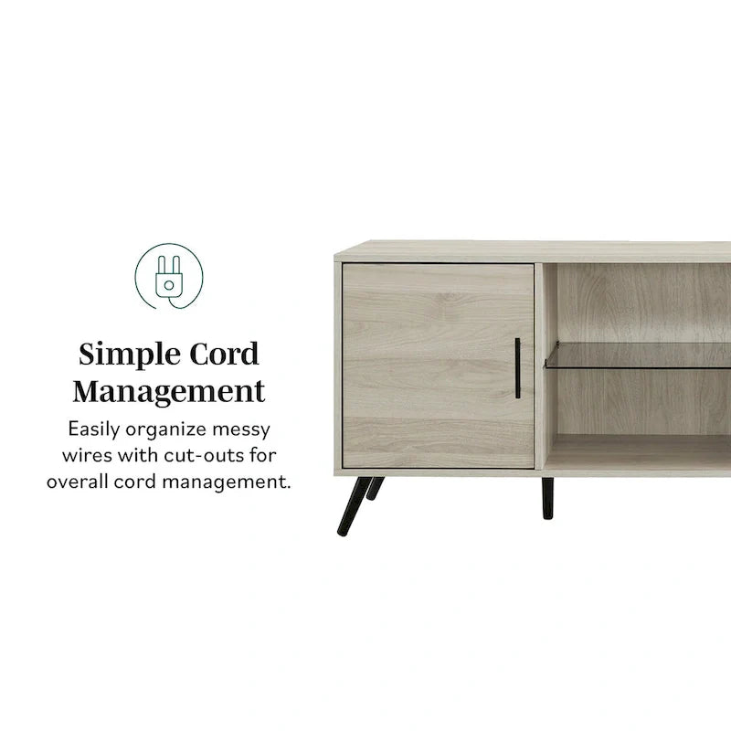 Meuble TV à 2 portes de 60 pouces de style moderne du milieu du siècle Middlebrook