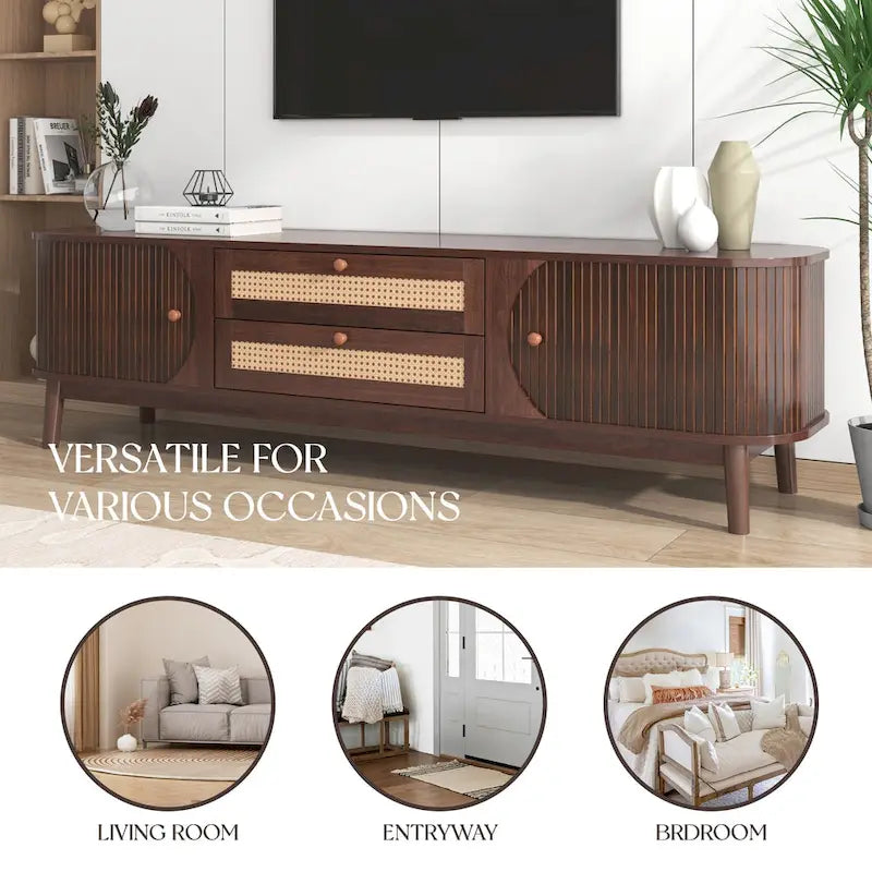 Meuble TV en rotin Modern Farmhouse