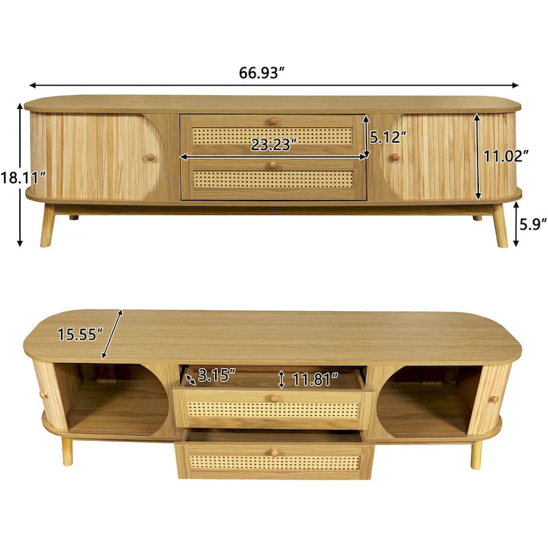 Meuble TV en rotin Modern Farmhouse