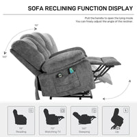 Fauteuil releveur électrique surdimensionné en velours avec massage, chauffage et poches