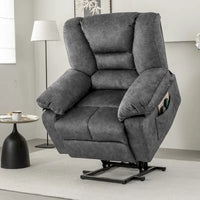 Fauteuil releveur électrique surdimensionné en velours avec massage, chauffage et poches