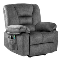 Fauteuil releveur électrique surdimensionné en velours avec massage, chauffage et poches