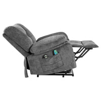 Fauteuil releveur électrique surdimensionné en velours avec massage, chauffage et poches