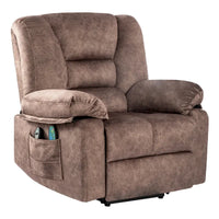 Fauteuil releveur électrique surdimensionné en velours avec massage, chauffage et poches