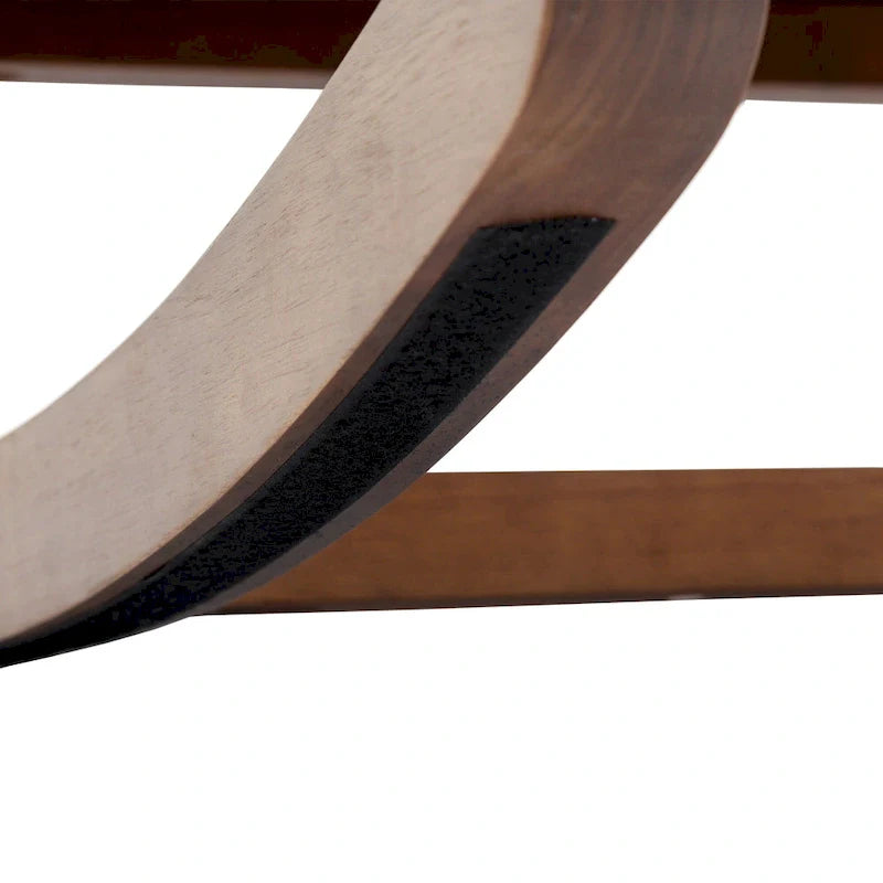 Chaise berçante rembourrée bleue 27 po avec pieds en bois et poche latérale pratique