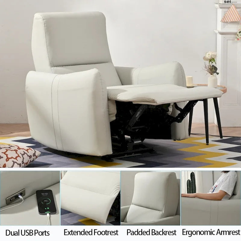 Fauteuil inclinable électrique avec port USB, fauteuil inclinable gain de place près du mur