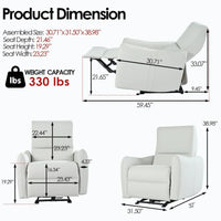 Fauteuil inclinable électrique avec port USB, fauteuil inclinable gain de place près du mur