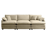 Canapé sectionnel modulable convertible 6 pièces en velours côtelé avec 3 ottomans amovibles et 5 coussins, combinaison libre