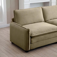 Canapé sectionnel modulable convertible 6 pièces en velours côtelé avec 3 ottomans amovibles et 5 coussins, combinaison libre