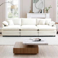 Canapé sectionnel modulable convertible 6 pièces en velours côtelé avec 3 ottomans amovibles et 5 coussins, combinaison libre