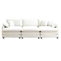 Canapé sectionnel modulable convertible 6 pièces en velours côtelé avec 3 ottomans amovibles et 5 coussins, combinaison libre