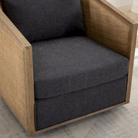 Fauteuil club pivotant à 360° en tissu noir carbone 30.12 avec cadre en bois dur robuste