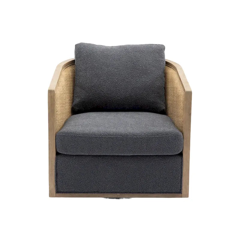Fauteuil club pivotant à 360° en tissu noir carbone 30.12 avec cadre en bois dur robuste