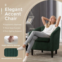 Fauteuil tonneau tapissé émeraude 24,8 pouces avec pieds en bois et coussins
