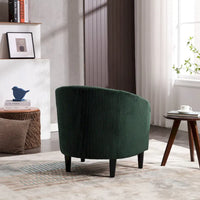Fauteuil tonneau tapissé émeraude 24,8 pouces avec pieds en bois et coussins