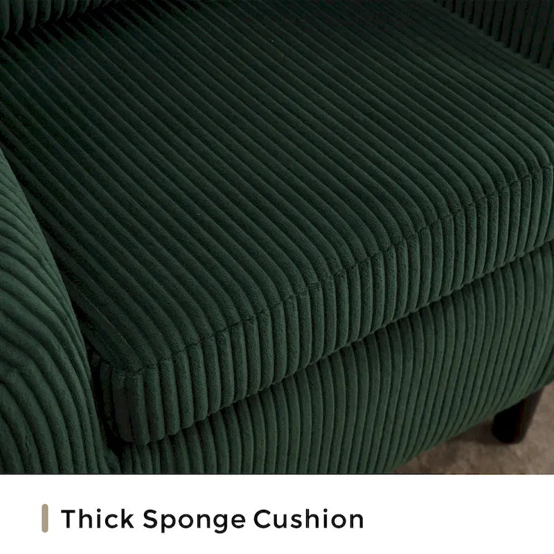Fauteuil tonneau tapissé émeraude 24,8 pouces avec pieds en bois et coussins