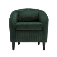 Fauteuil tonneau tapissé émeraude 24,8 pouces avec pieds en bois et coussins