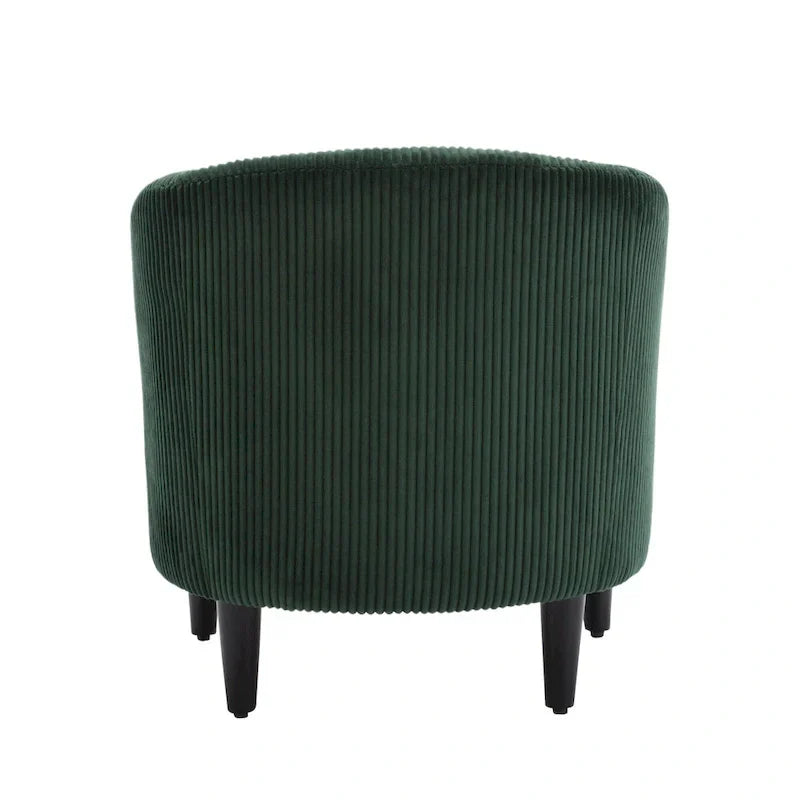 Fauteuil tonneau rembourré Emerald 24.8 avec pieds en bois et oreillers