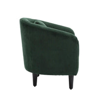 Fauteuil tonneau tapissé émeraude 24,8 pouces avec pieds en bois et coussins