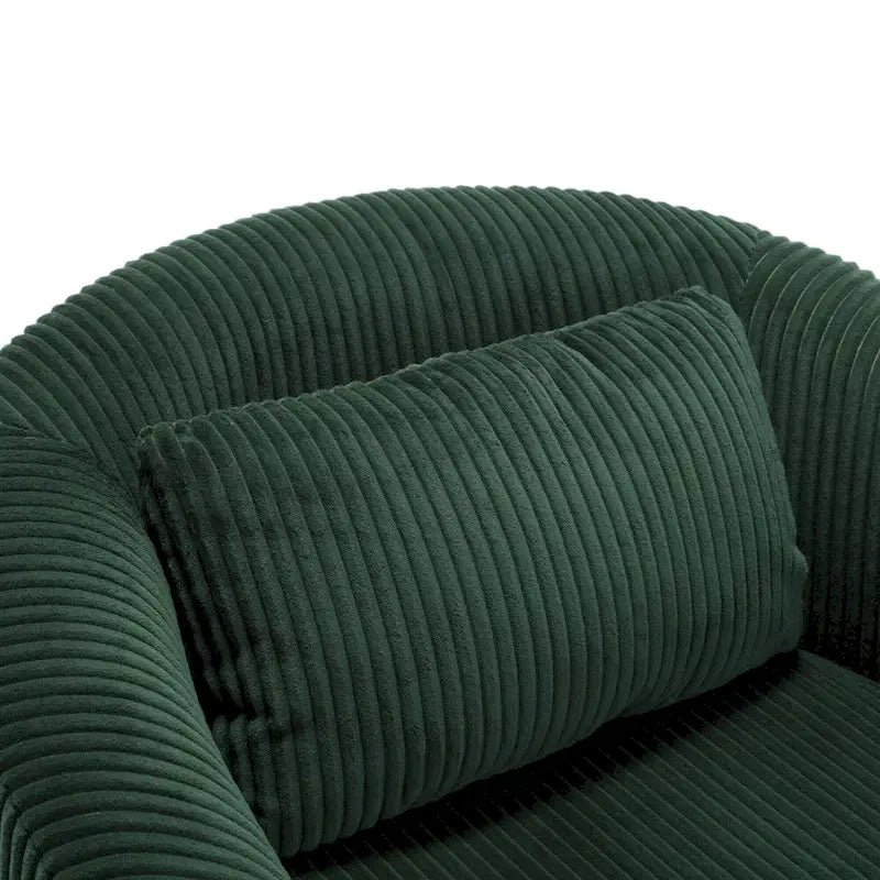 Fauteuil tonneau tapissé émeraude 24,8 pouces avec pieds en bois et coussins