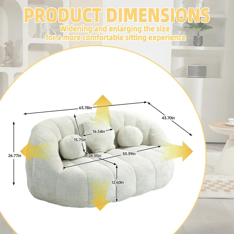 Fauteuil de détente blanc 63.78 rembourré en chenille avec mousse haute densité