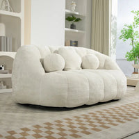 Fauteuil de détente blanc 63.78 rembourré en chenille avec mousse haute densité