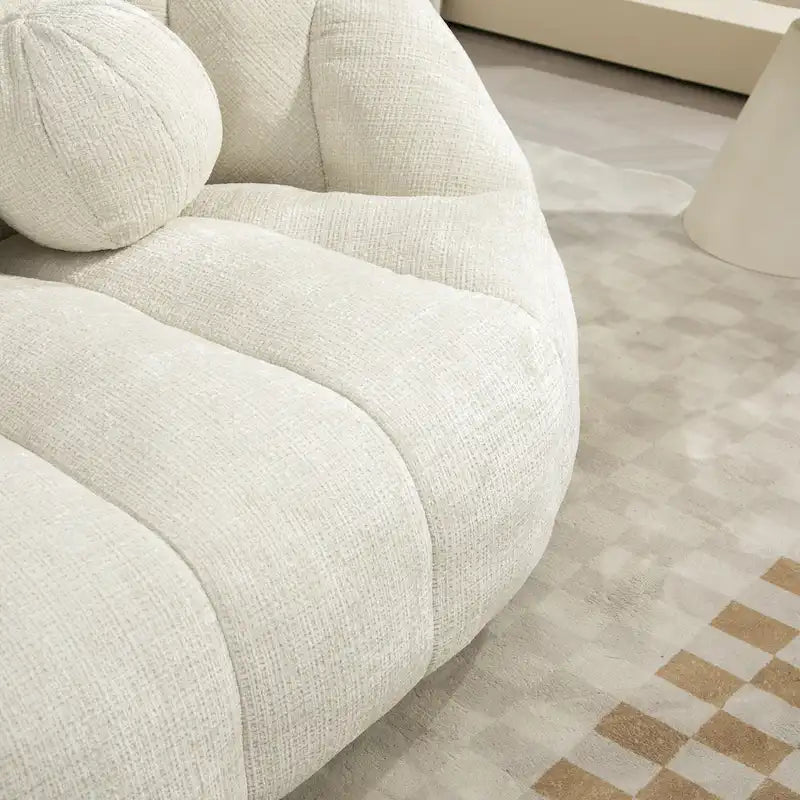 Fauteuil de détente blanc 63.78 rembourré en chenille avec mousse haute densité