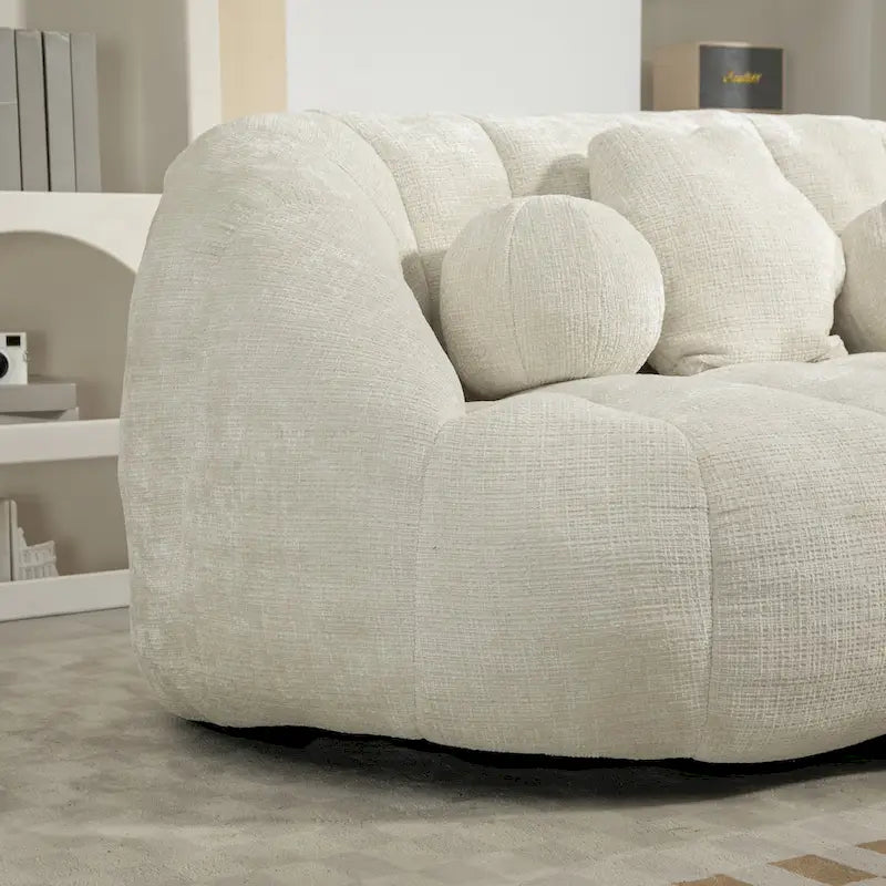 Fauteuil de détente blanc 63.78 rembourré en chenille avec mousse haute densité