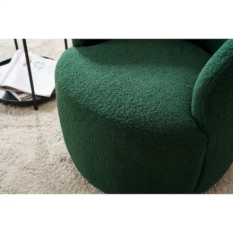 Fauteuil pivotant cylindrique vert moderne 25.6 avec anneau en métal