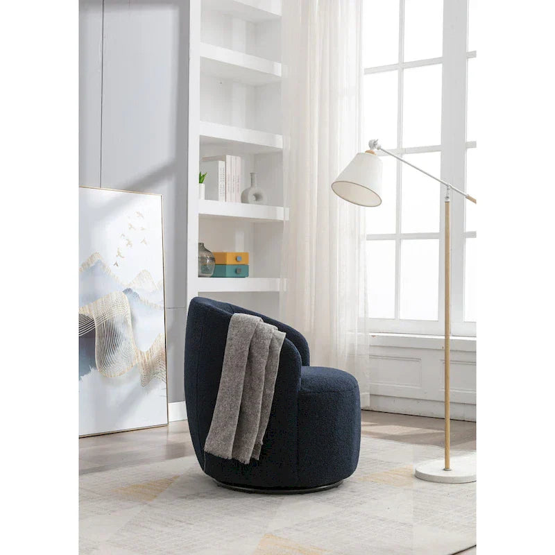 Fauteuil pivotant cylindrique vert moderne 25.6 avec anneau en métal