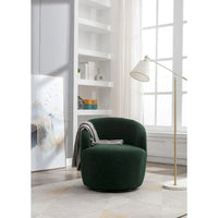 Fauteuil pivotant cylindrique vert moderne 25.6 avec anneau en métal