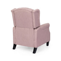 Fauteuil inclinable à dossier oreilles à pousser moderne avec repose-pieds, capitonné à boutons, pieds en bouleau
