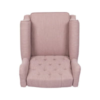 Fauteuil inclinable à dossier oreilles à pousser moderne avec repose-pieds, capitonné à boutons, pieds en bouleau