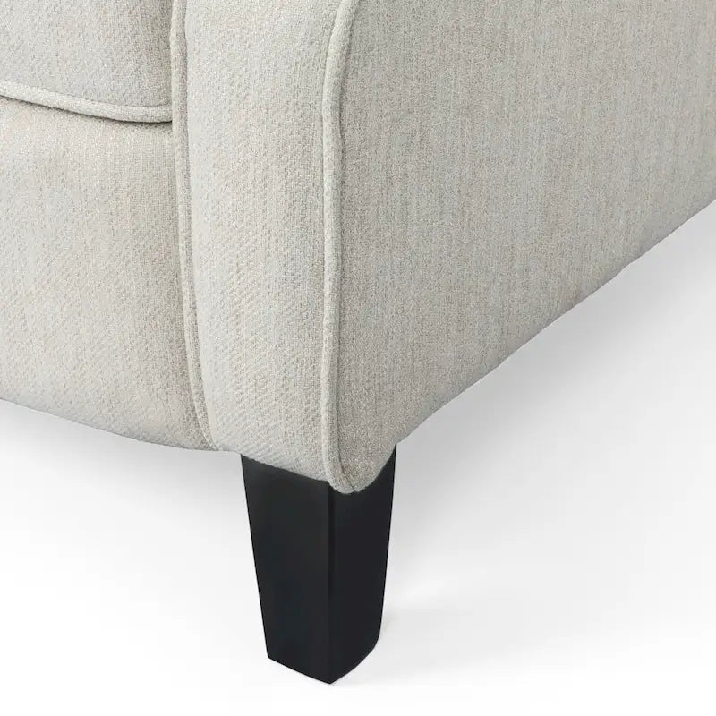 Fauteuil inclinable à dossier oreilles à pousser moderne avec repose-pieds, capitonné à boutons, pieds en bouleau