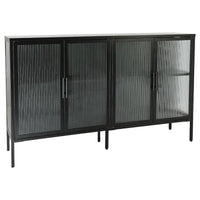 Vitrine en verre trempé à 4 portes avec étagère réglable et pieds, anti-basculement, sans poussière, buffet de cuisine en verre cannelé