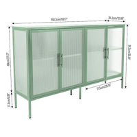Vitrine en verre trempé à 4 portes avec étagère réglable et pieds, anti-basculement, sans poussière, buffet de cuisine en verre cannelé