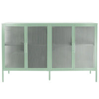 Vitrine en verre trempé à 4 portes avec étagère réglable et pieds, anti-basculement, sans poussière, buffet de cuisine en verre cannelé
