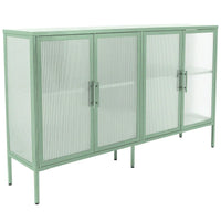 Vitrine en verre trempé à 4 portes avec étagère réglable et pieds, anti-basculement, sans poussière, buffet de cuisine en verre cannelé