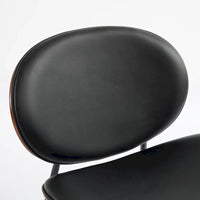 Fauteuil coquille chaise simple trépied en cuir noir fauteuil de salon finition noyer dossier confortable, couleur noire