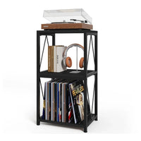 Support de tourne-disque à 3 niveaux avec rangement pour disques vinyles - 11,85P x 15,94L x 30,91H