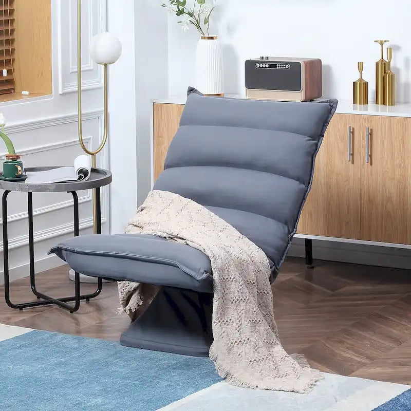 Fauteuil de sol pivotant avec soutien dorsal, fauteuil gaming réglable en microfibre pour la lecture, la détente, la méditation, gris