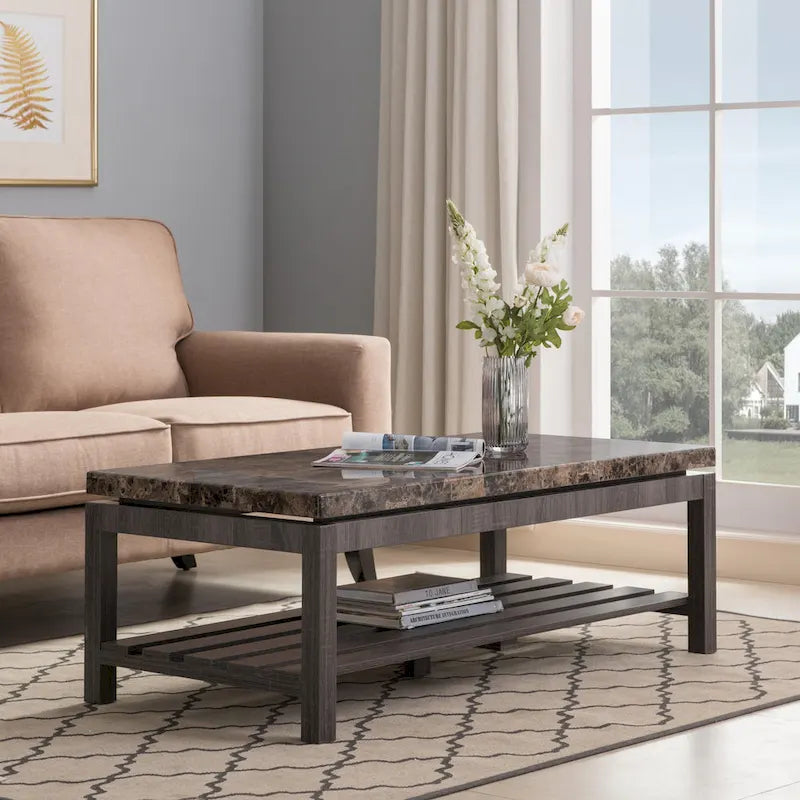 Table basse occasionnelle en faux marbre