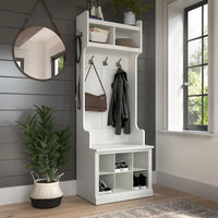 Meuble d'entrée Woodland et petit banc à chaussures avec étagères par Bush Furniture
