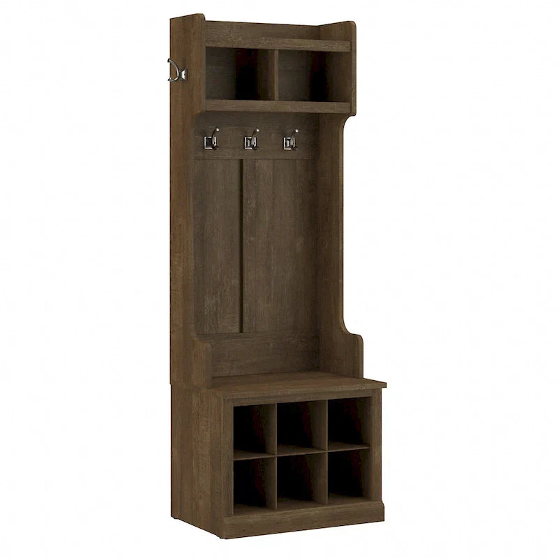 Meuble d'entrée Woodland et petit banc à chaussures avec étagères par Bush Furniture