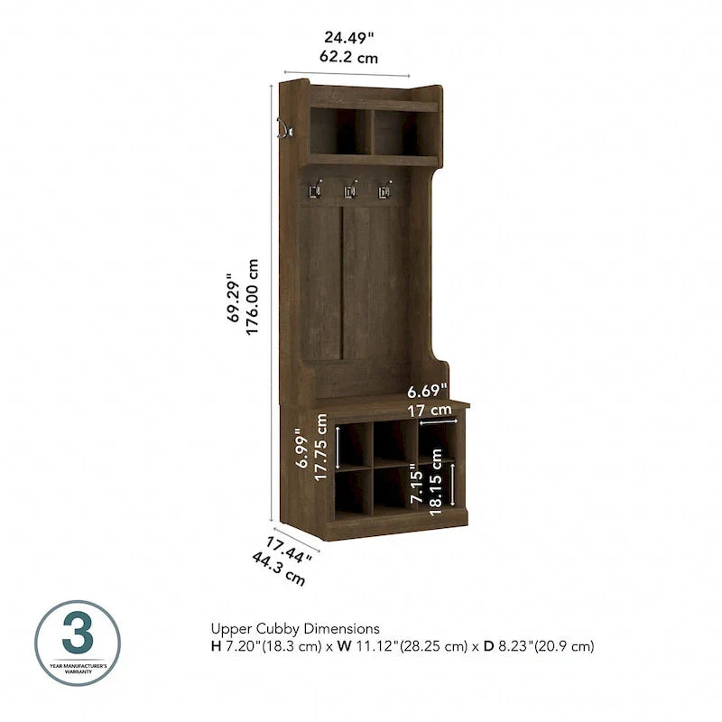 Meuble d'entrée Woodland et petit banc à chaussures avec étagères par Bush Furniture