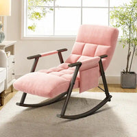 Fauteuil à bascule classique moderne rembourré en tissu avec poche de rangement
