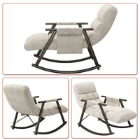 Fauteuil à bascule classique moderne rembourré en tissu avec poche de rangement