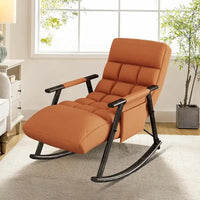 Fauteuil à bascule classique moderne rembourré en tissu avec poche de rangement
