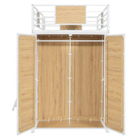 Lit mezzanine simple avec bureau en L et armoire
